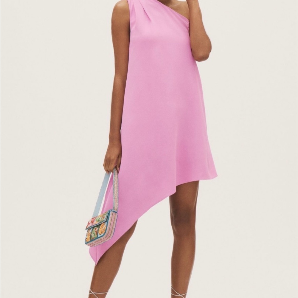Anthropologie Endless Rose One Shoulder Asymmetric Mini Dress